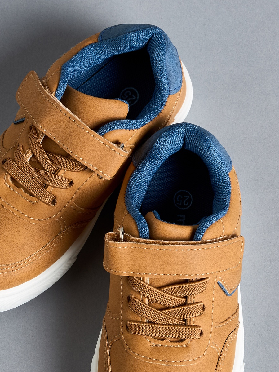 Colourblock Sneakers with Hook and Loop Closure