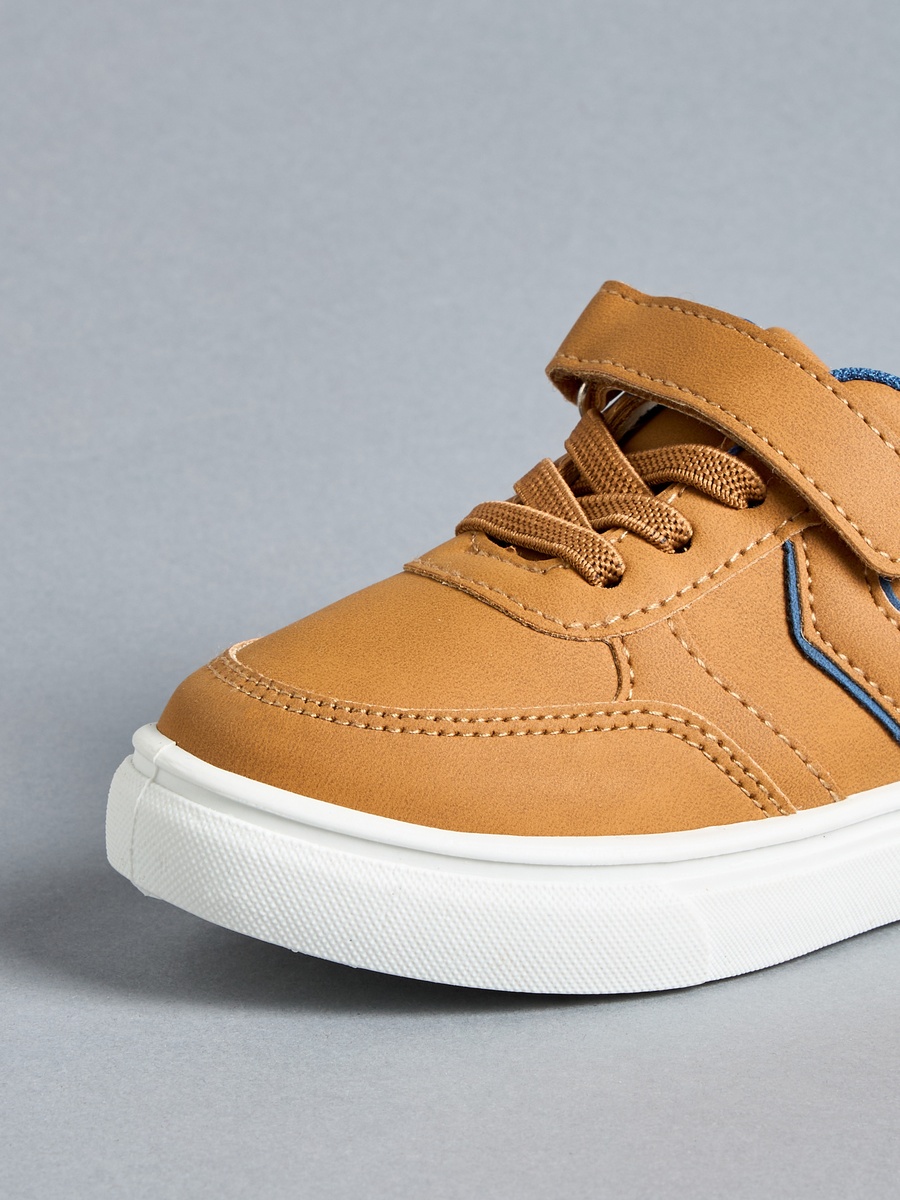 Colourblock Sneakers with Hook and Loop Closure
