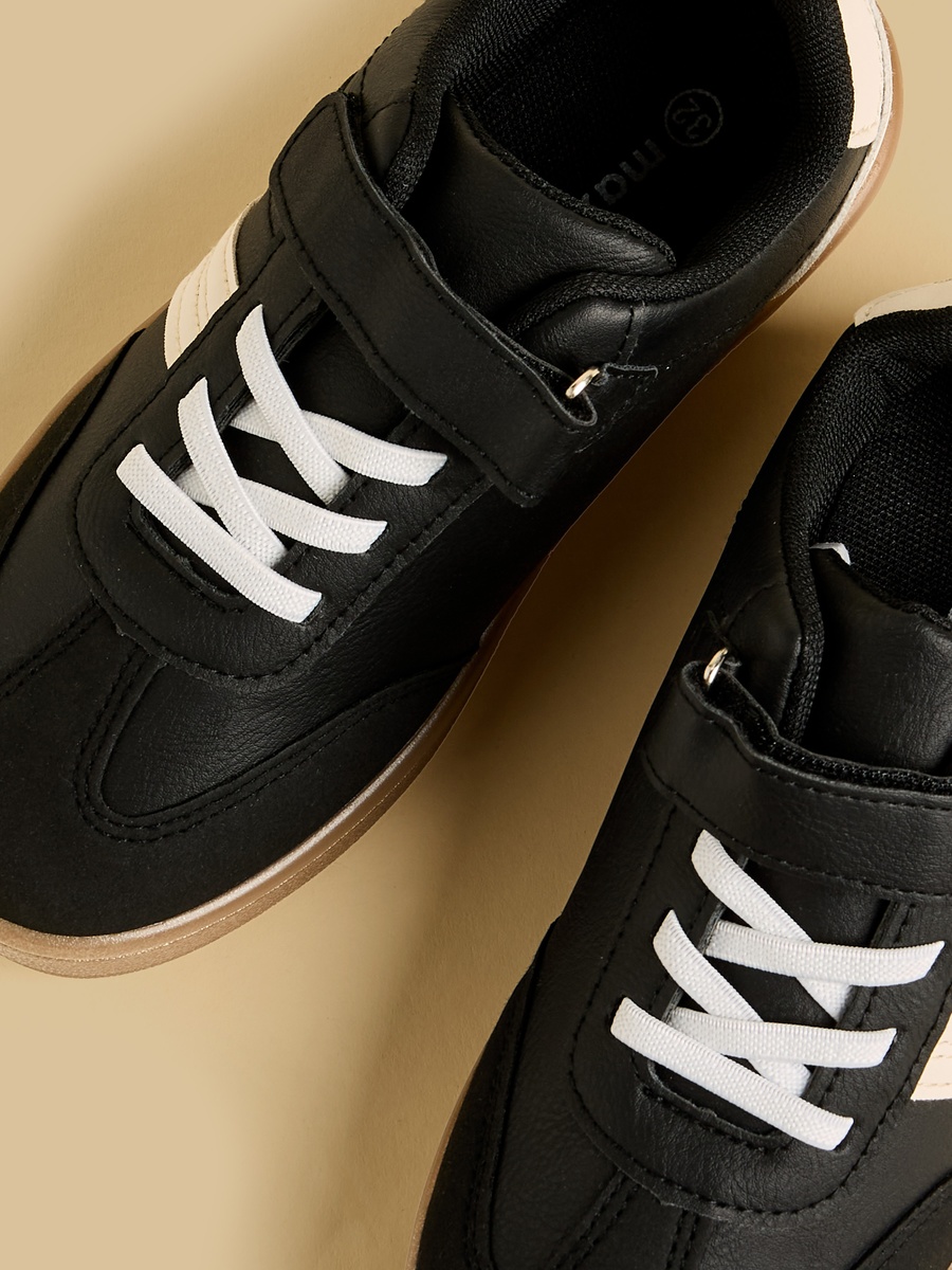 Panelled Sneakers with Hook and Loop Closure