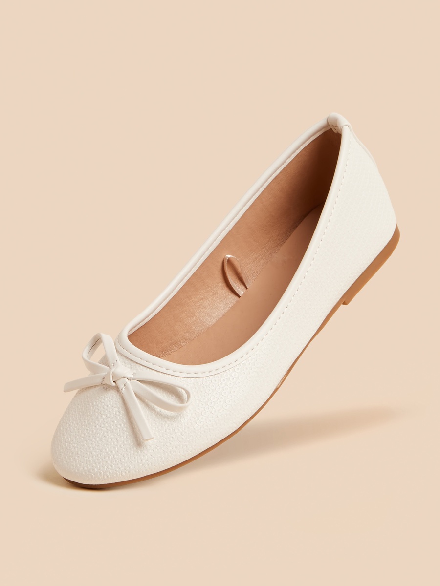 Bow Detail Ballerina Shoes with Elasticated Strap