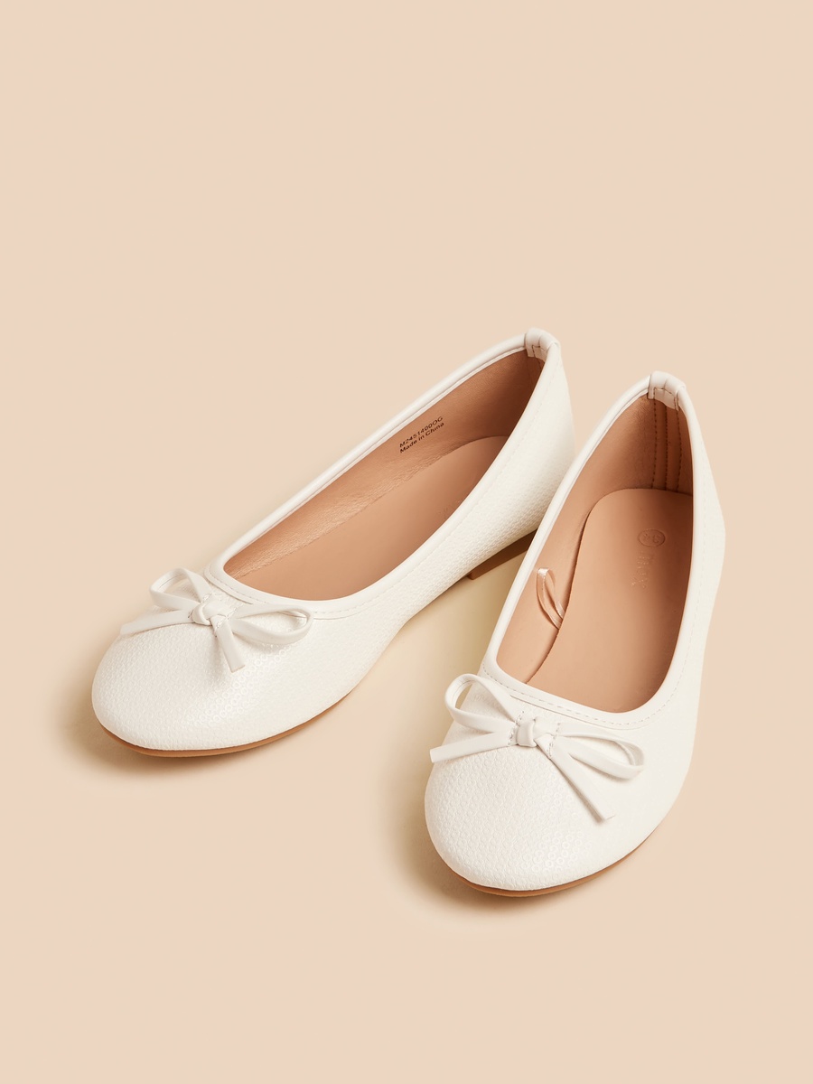 Bow Detail Ballerina Shoes with Elasticated Strap