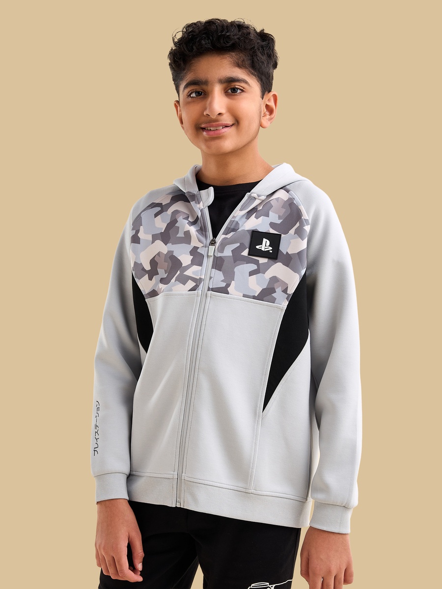 Playstation Print Zip Through Hoodie
