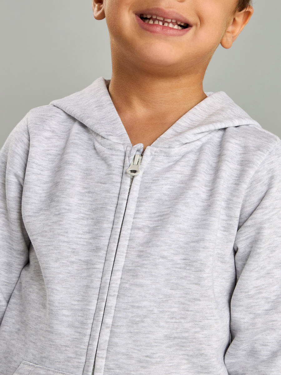 Plain Zip Through Hoodie with Kangaroo Pocket