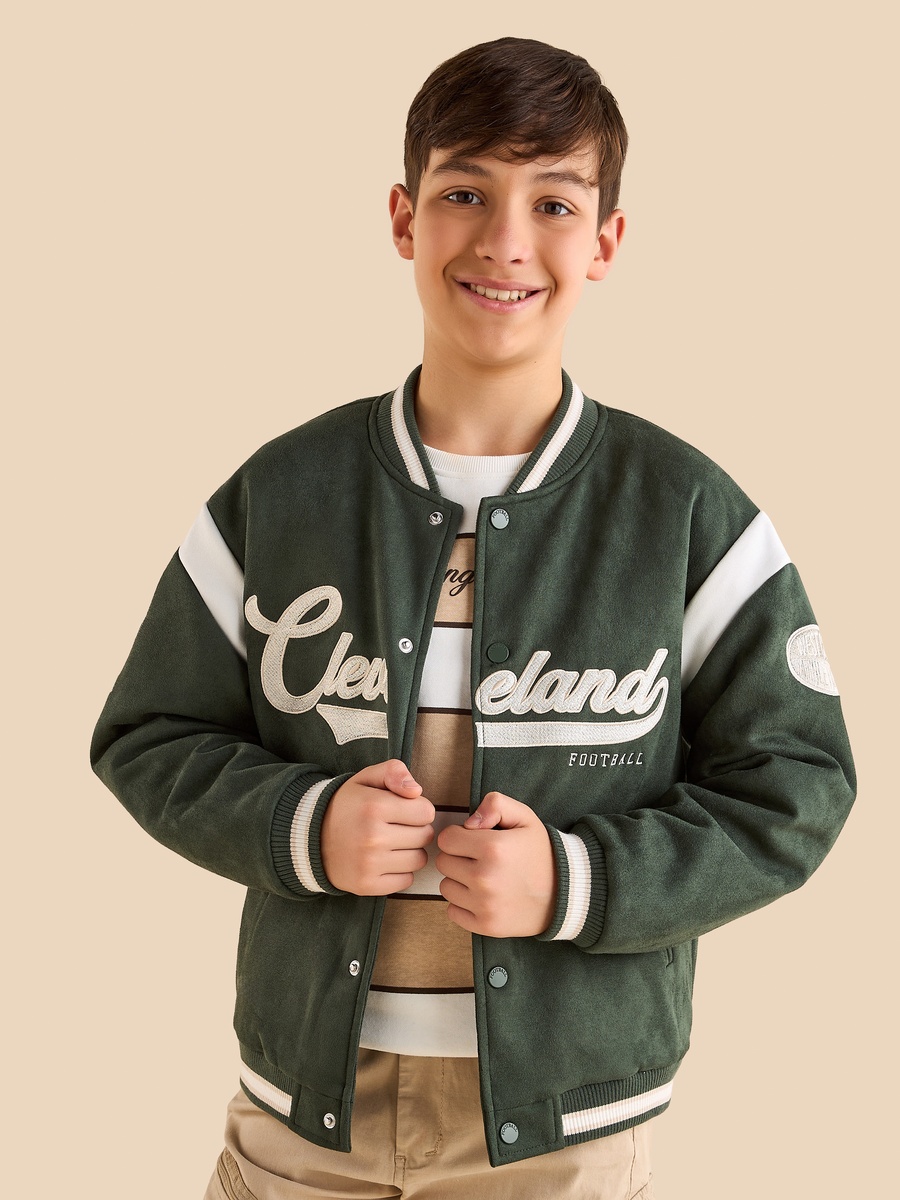 Cleveland Embroidered Suede Bomber Jacket