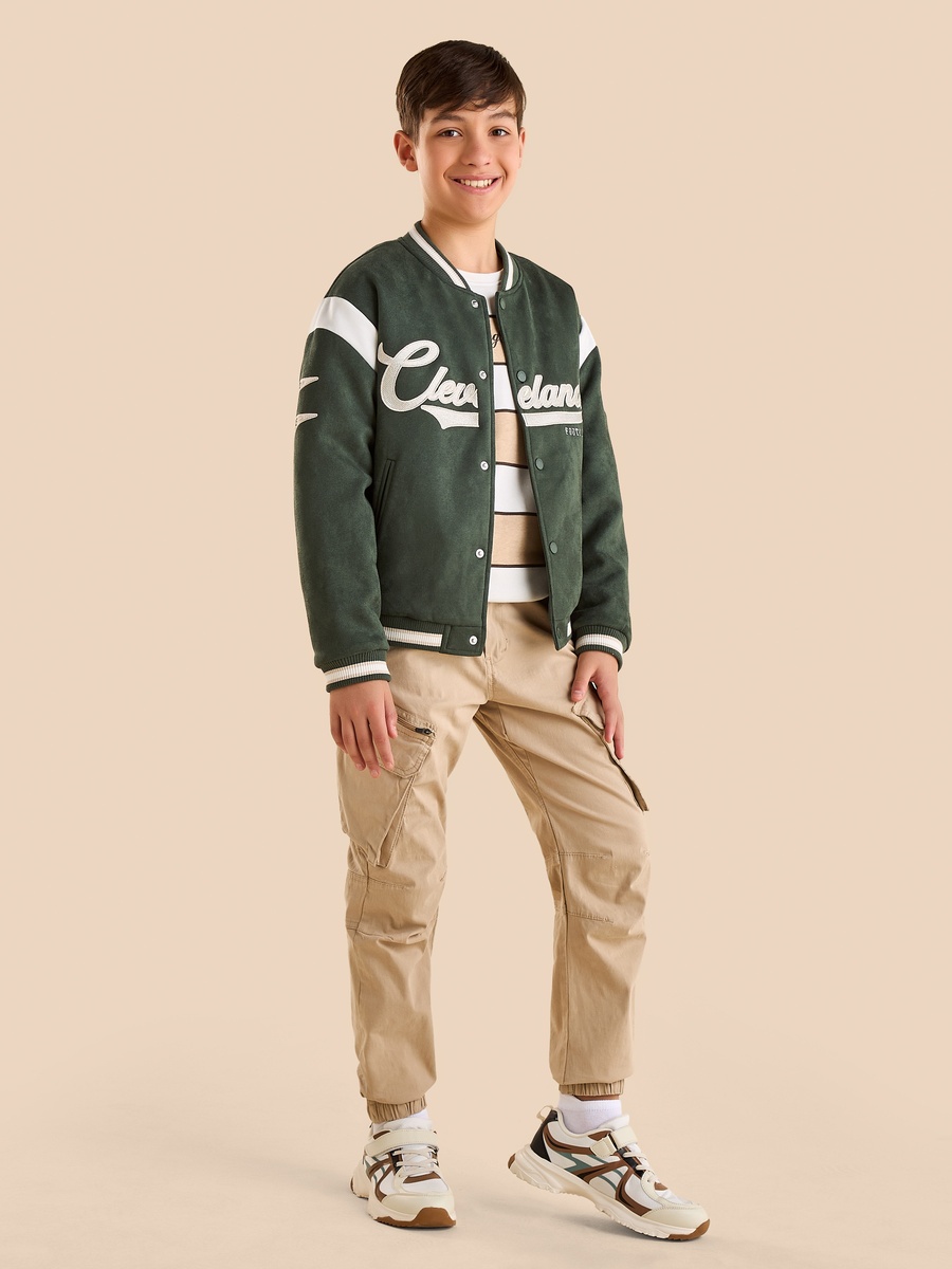 Cleveland Embroidered Suede Bomber Jacket