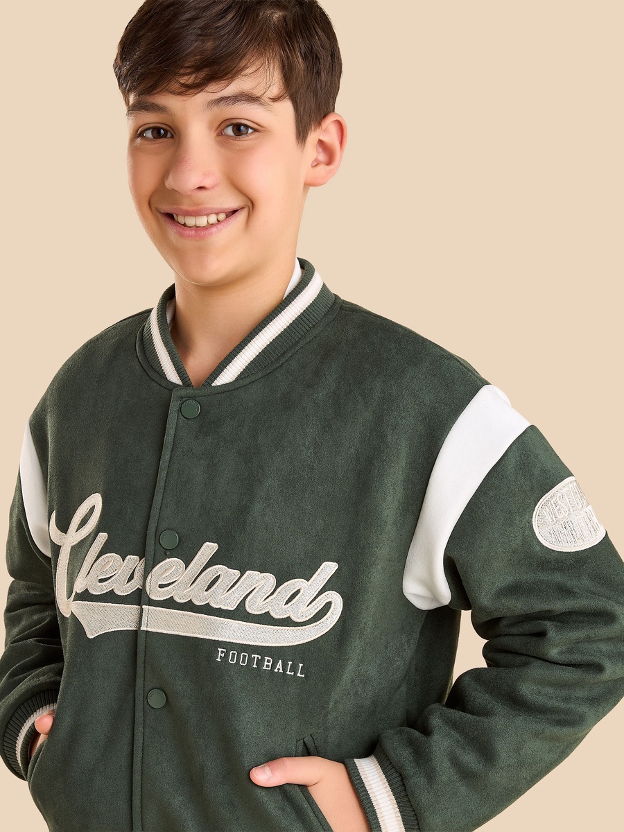 Cleveland Embroidered Suede Bomber Jacket