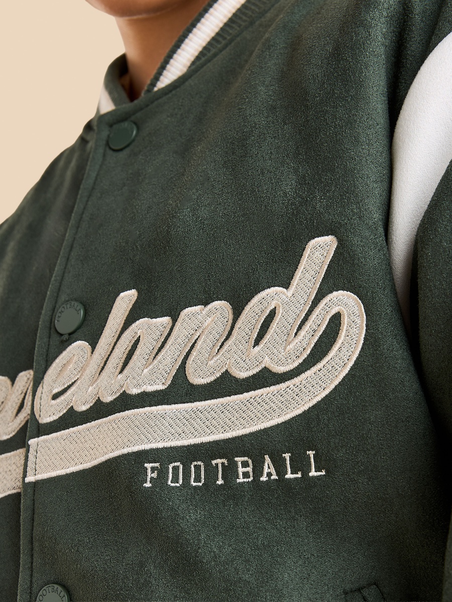 Cleveland Embroidered Suede Bomber Jacket