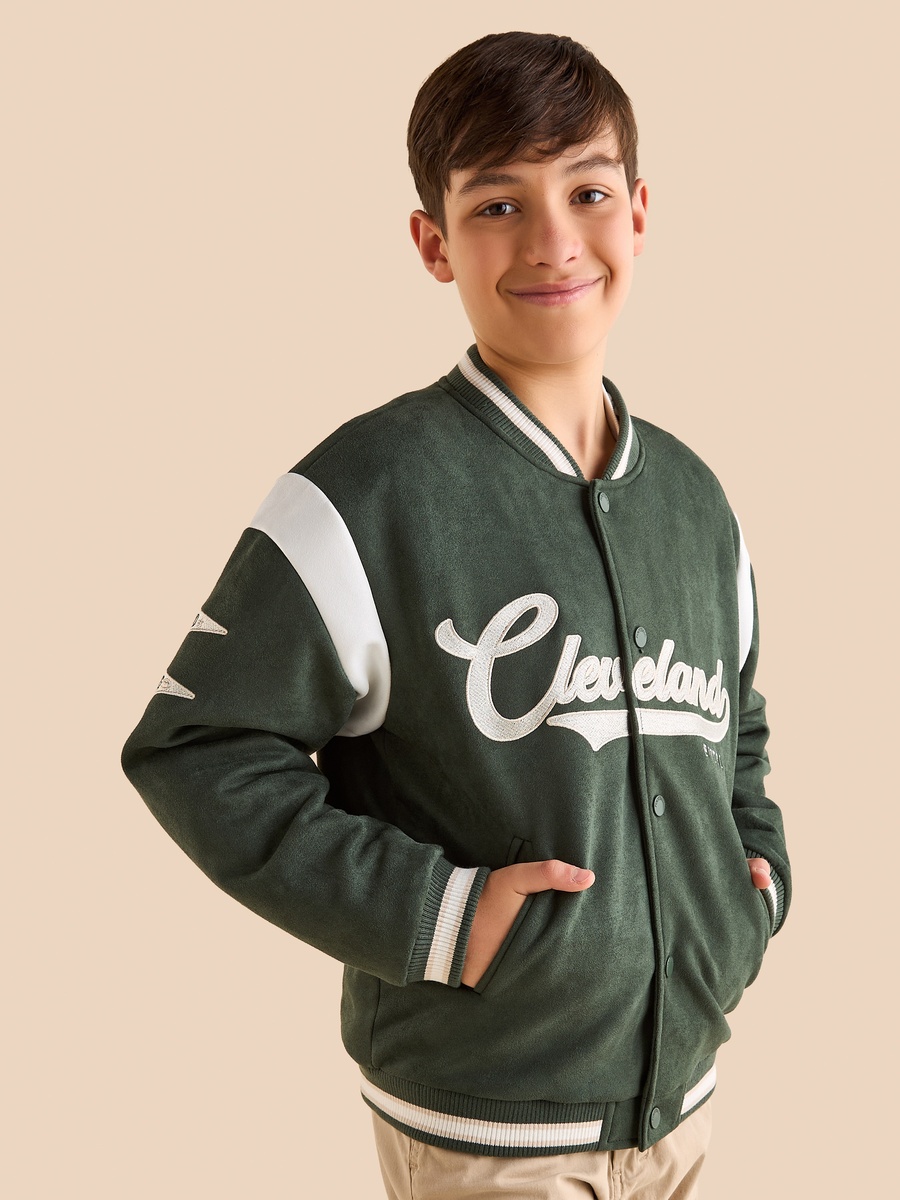 Cleveland Embroidered Suede Bomber Jacket