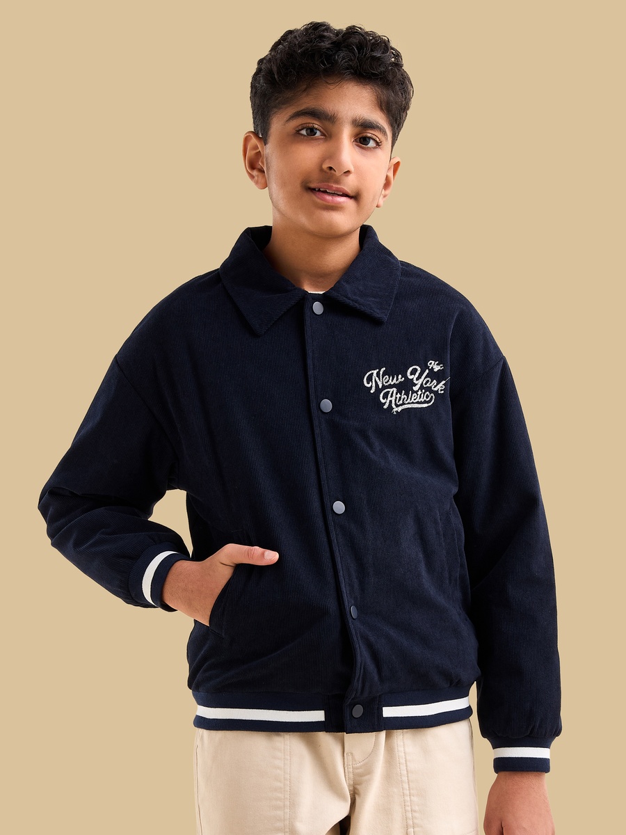Embroidered Corduroy Bomber Jacket