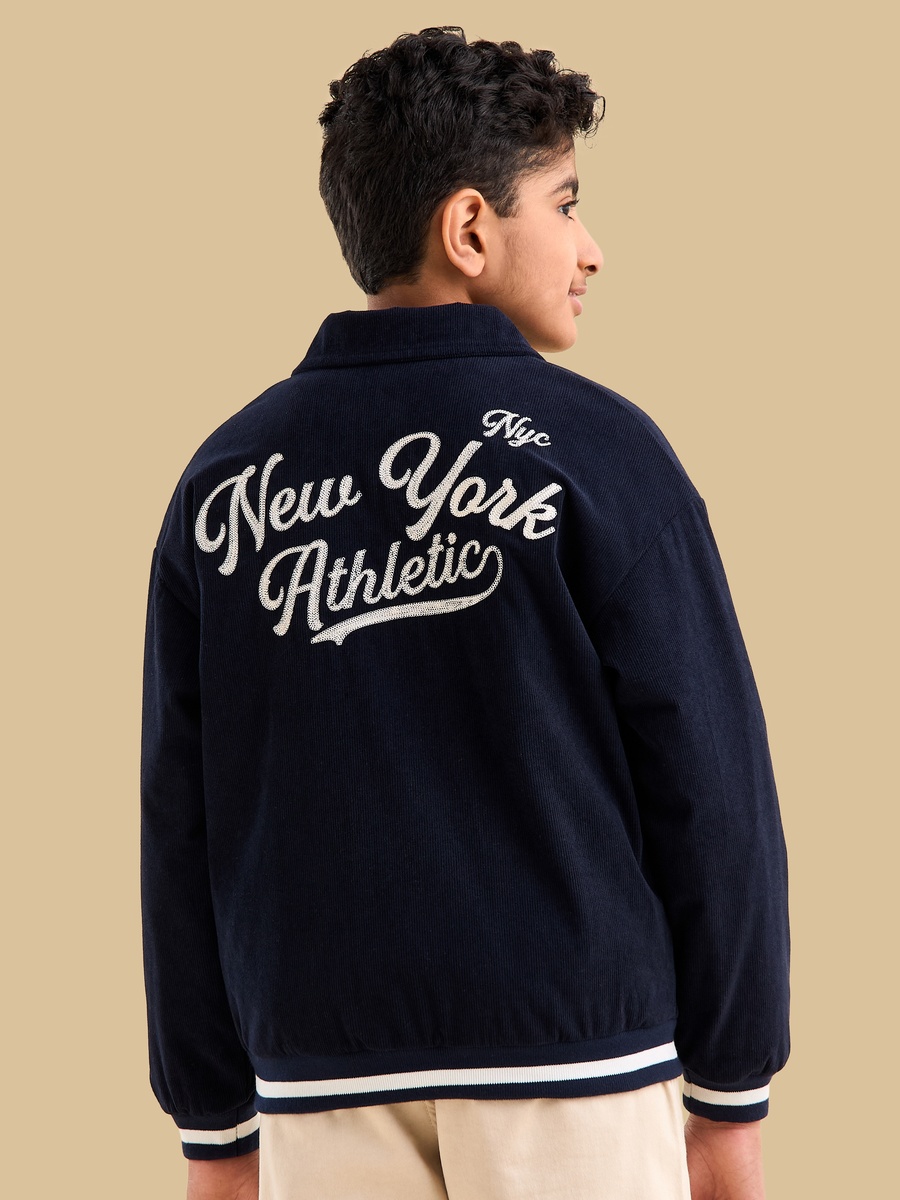 Embroidered Corduroy Bomber Jacket