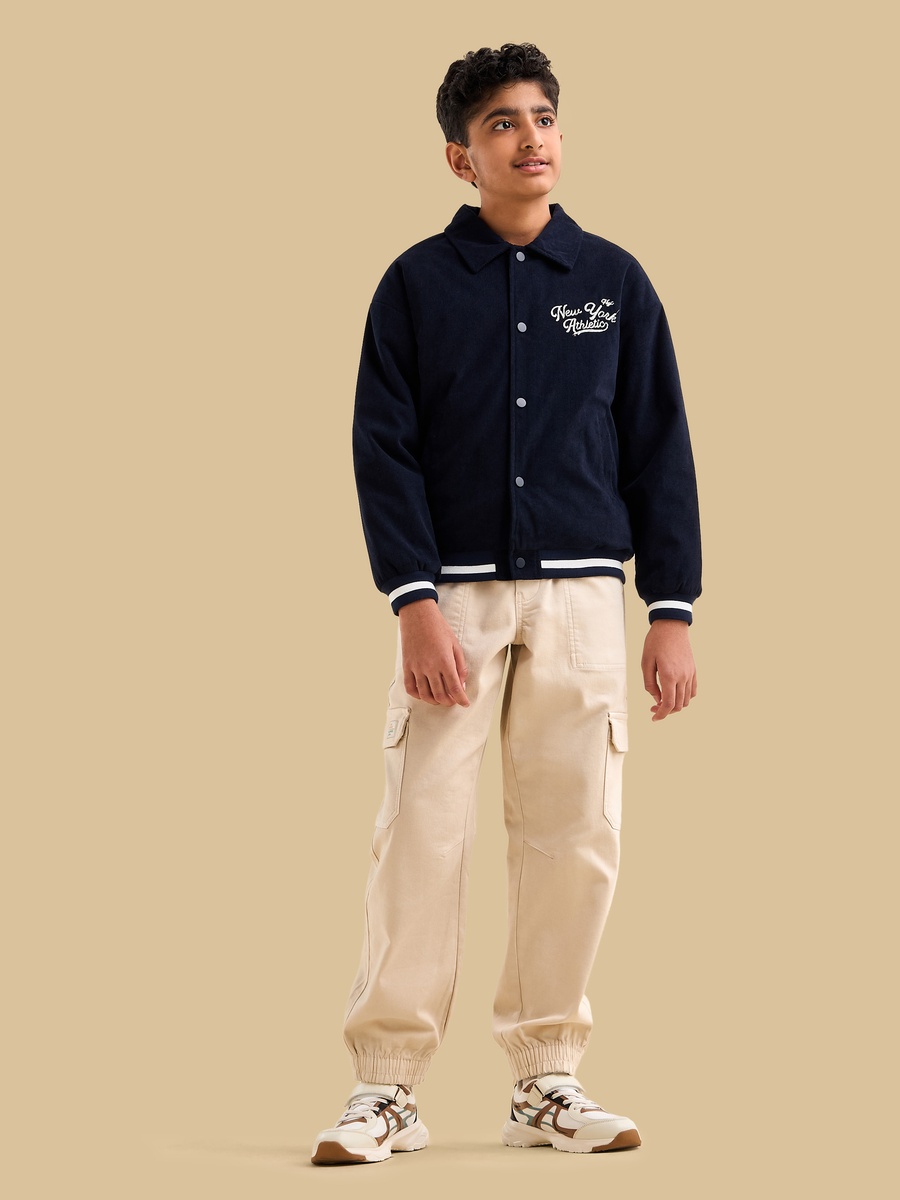 Embroidered Corduroy Bomber Jacket