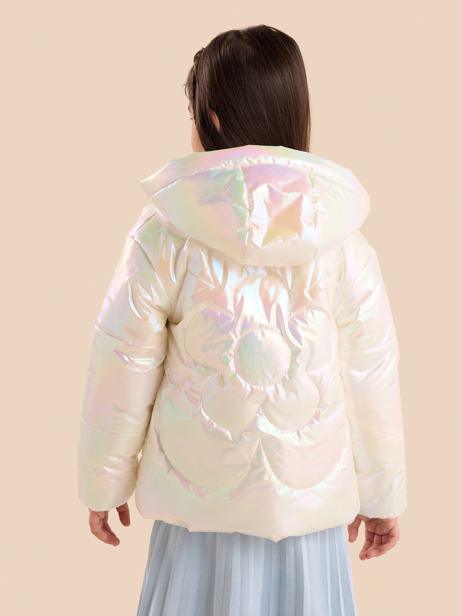 Metallic Flower Padded Hooded Jacket