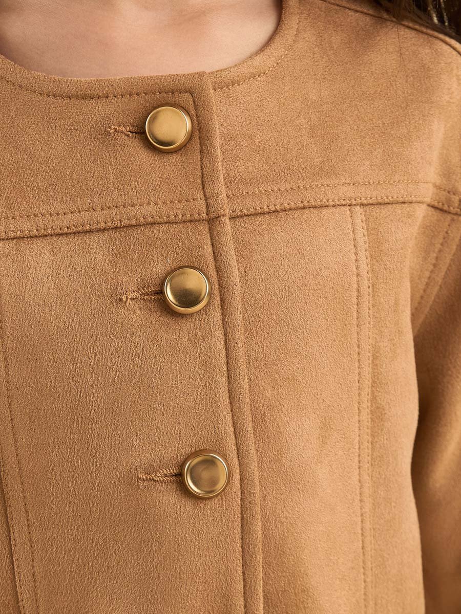 Suede Jacket with Buttons