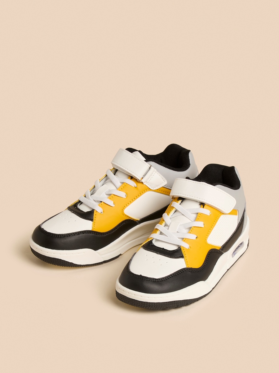 Panelled Sneakers with Hook and Loop Closure