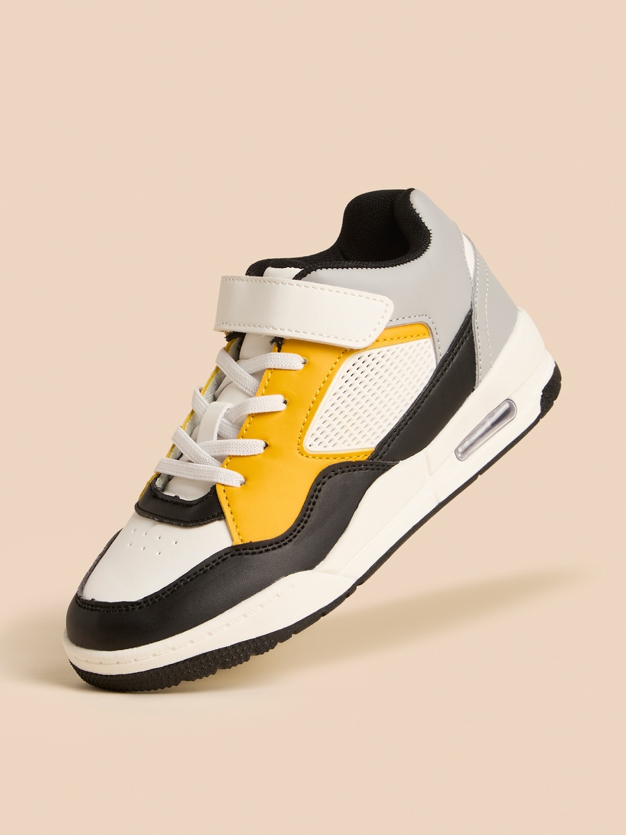 Panelled Sneakers with Hook and Loop Closure