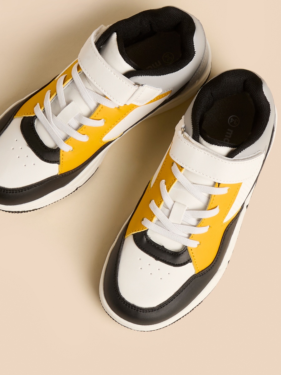 Panelled Sneakers with Hook and Loop Closure