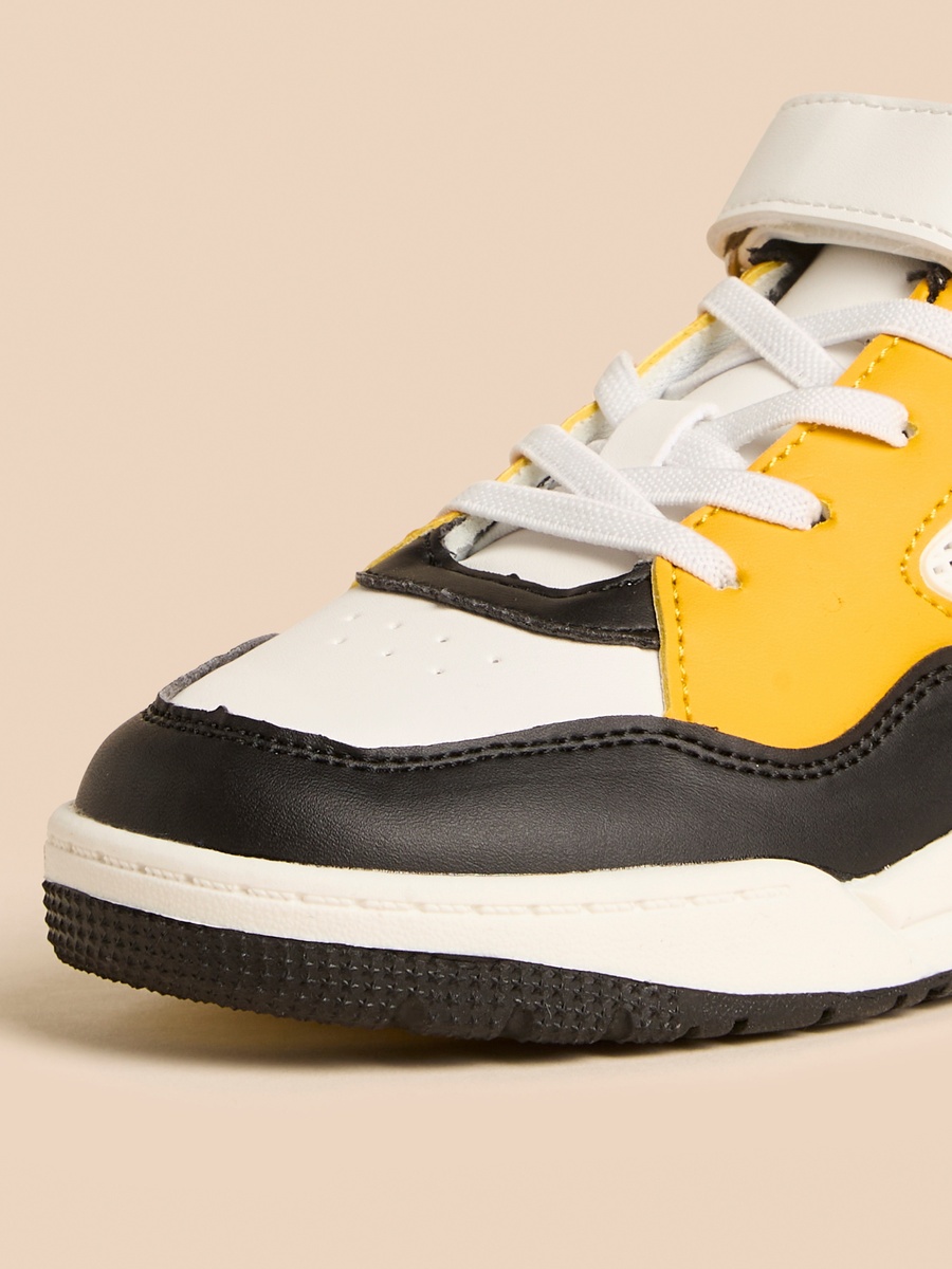 Panelled Sneakers with Hook and Loop Closure