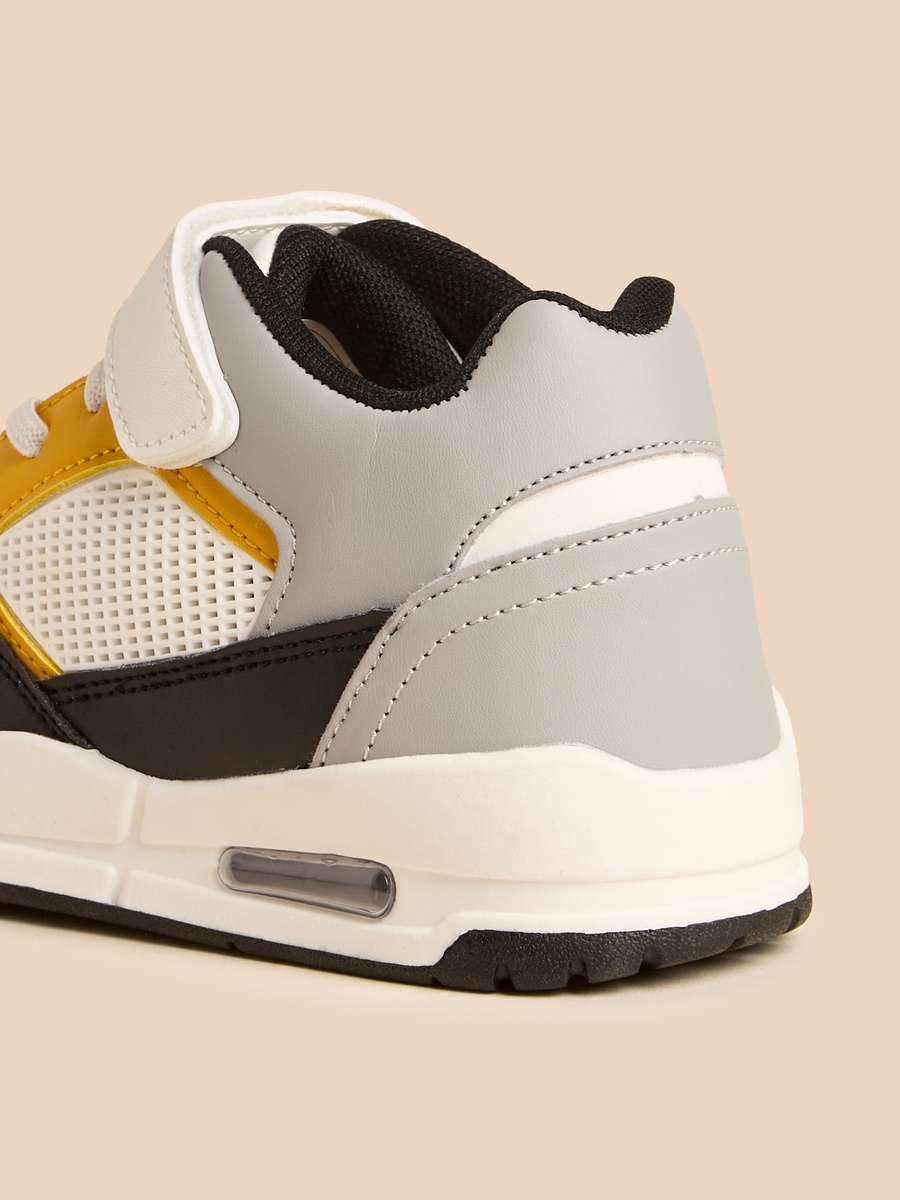 Panelled Sneakers with Hook and Loop Closure
