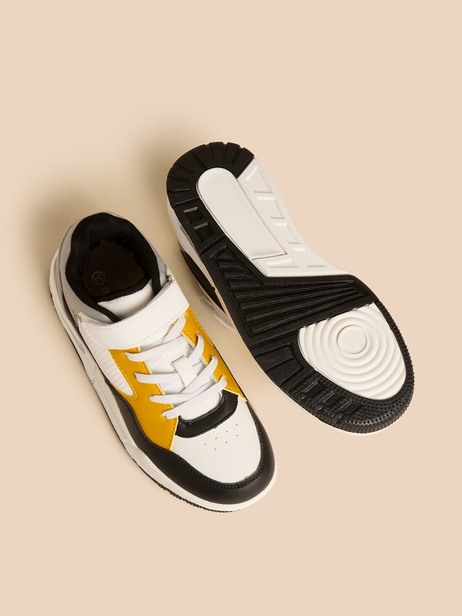 Panelled Sneakers with Hook and Loop Closure
