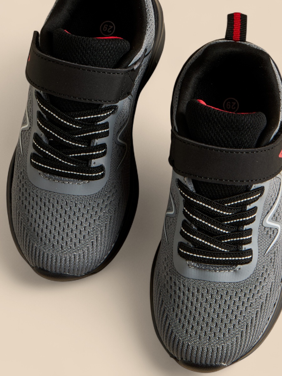 Mesh Detail Sneakers with Hook and Loop Closure
