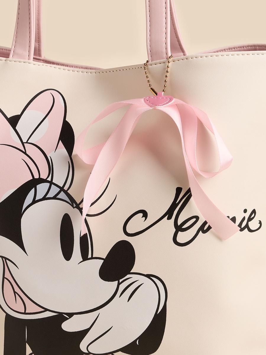 Minnie Mouse Print Tote Bag with Button Closure