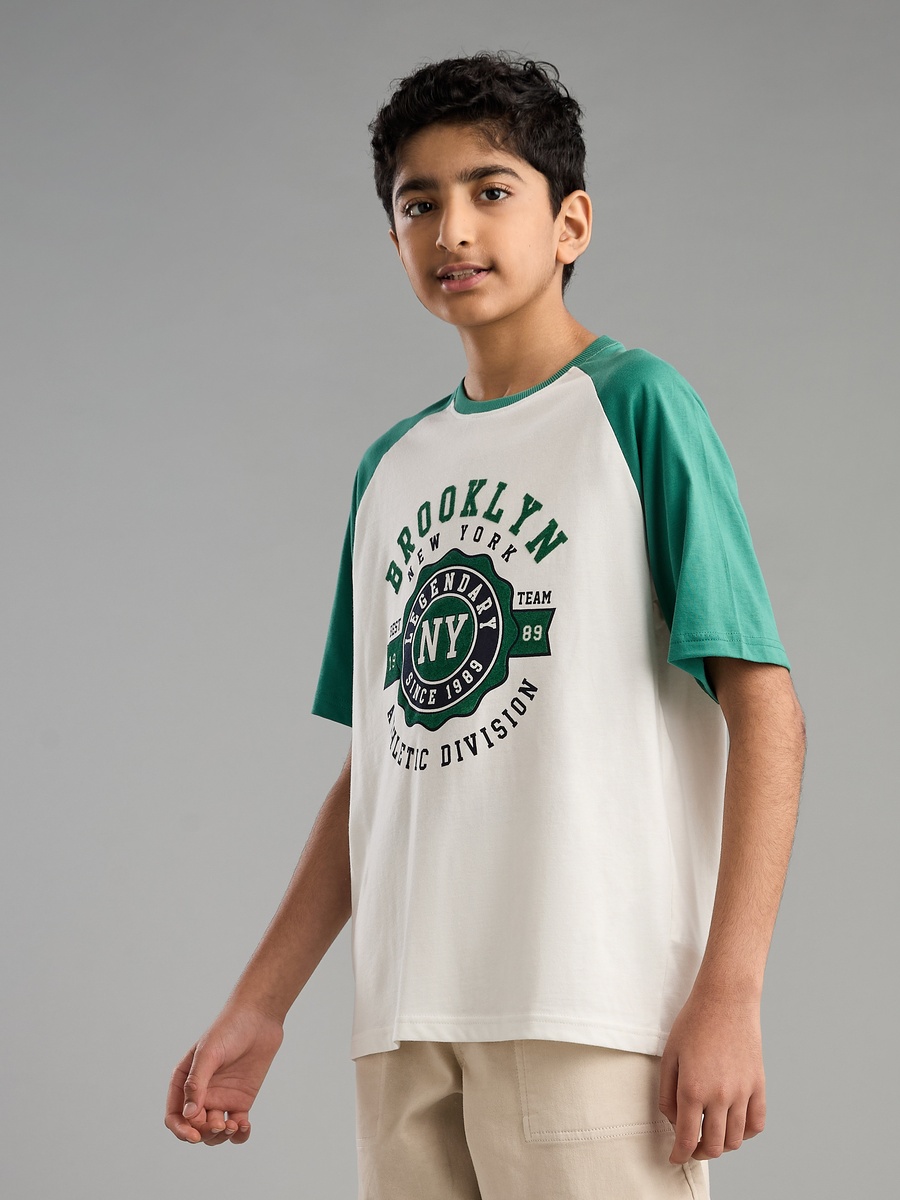 Varsity Print T-Shirt with Raglan Sleeves