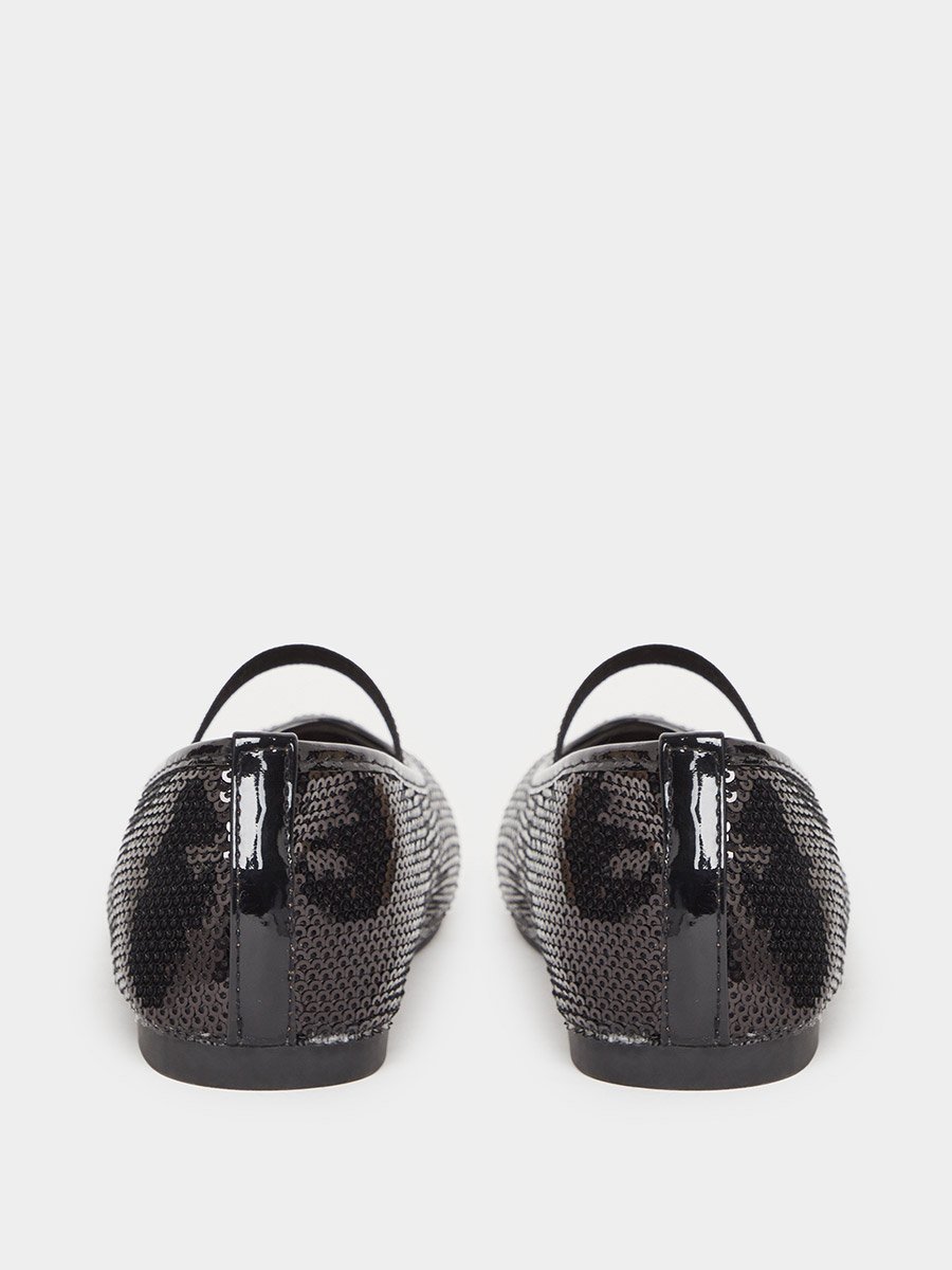 Girls Black Sequin Ballerinas