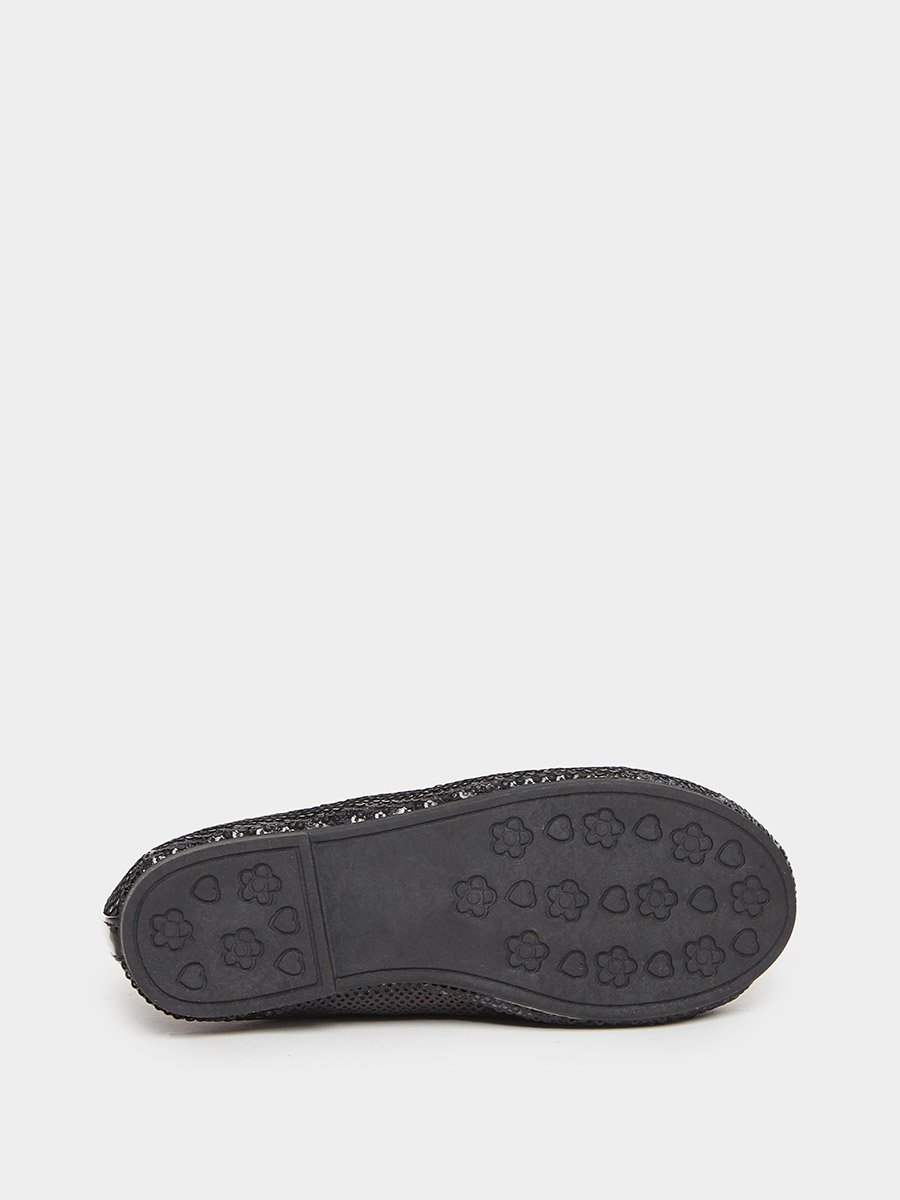 Girls Black Sequin Ballerinas