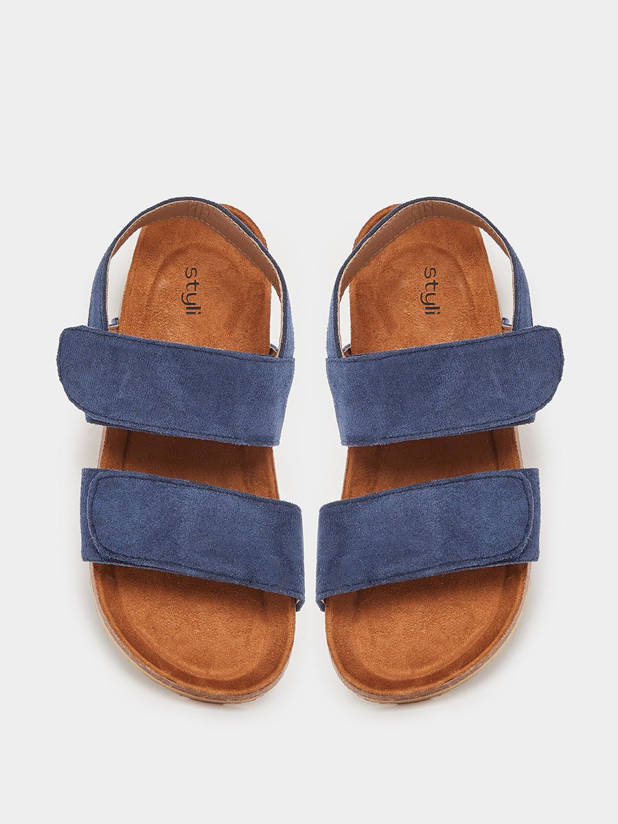 Kids Navy Blue Textile Sandals
