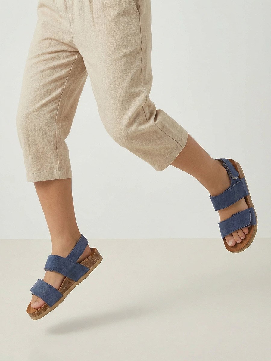 Kids Navy Blue Textile Sandals