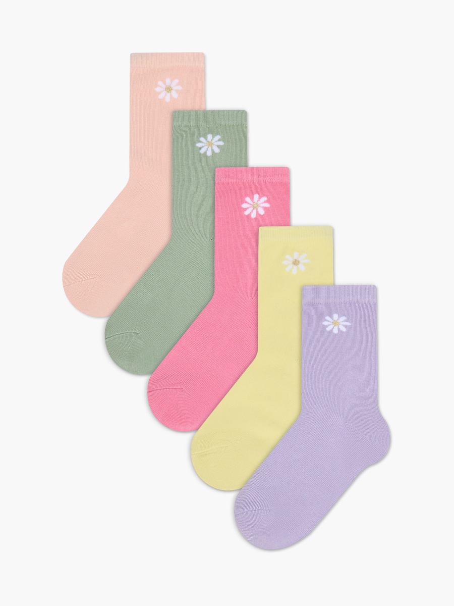 Floral Print Non Terry Socks - Set of 5