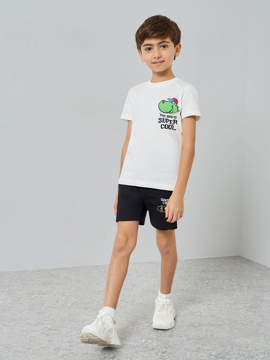 Boys Off-White Graphic Print Cotton T-Shirt