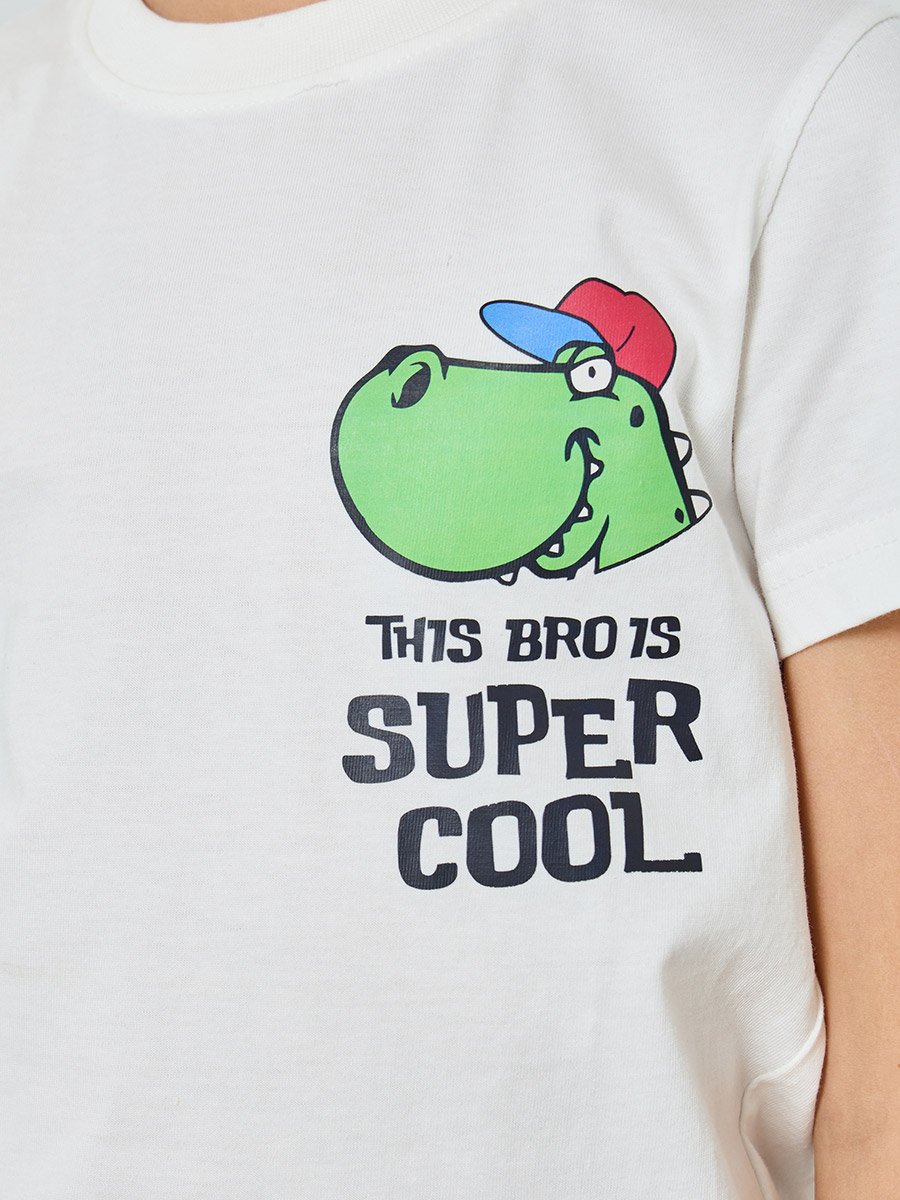 Boys Off-White Graphic Print Cotton T-Shirt