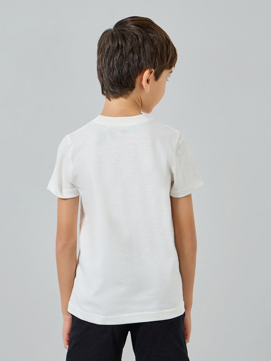 Boys Off-White Graphic Print Cotton T-Shirt