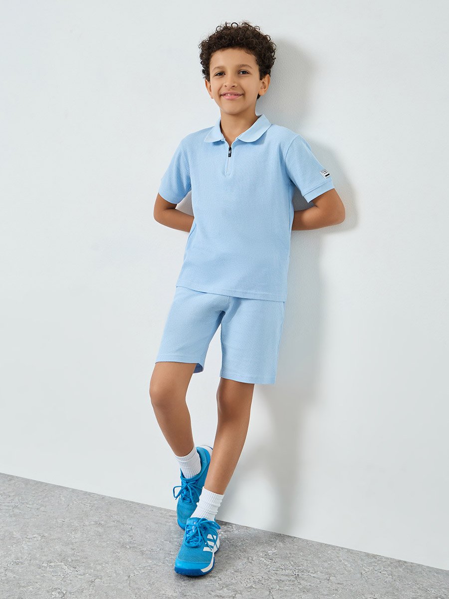 Boys Blue Cotton Polo and Shorts Set