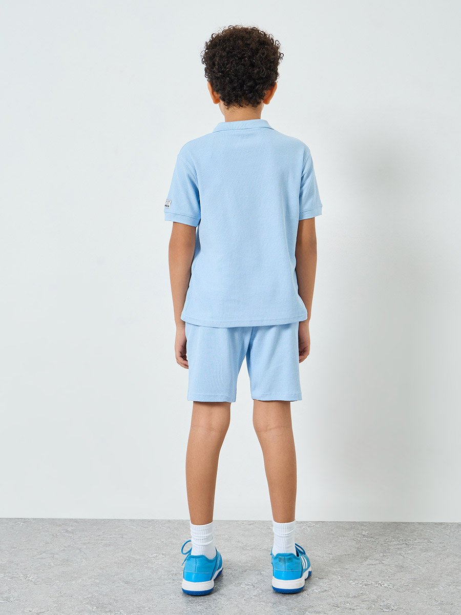 Boys Blue Cotton Polo and Shorts Set