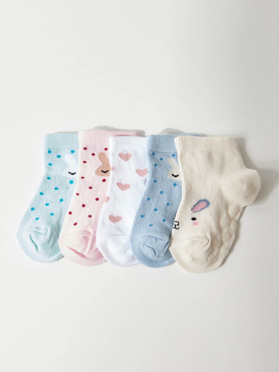 Pack of 5 - Printed Antiskid Ankle Length Socks