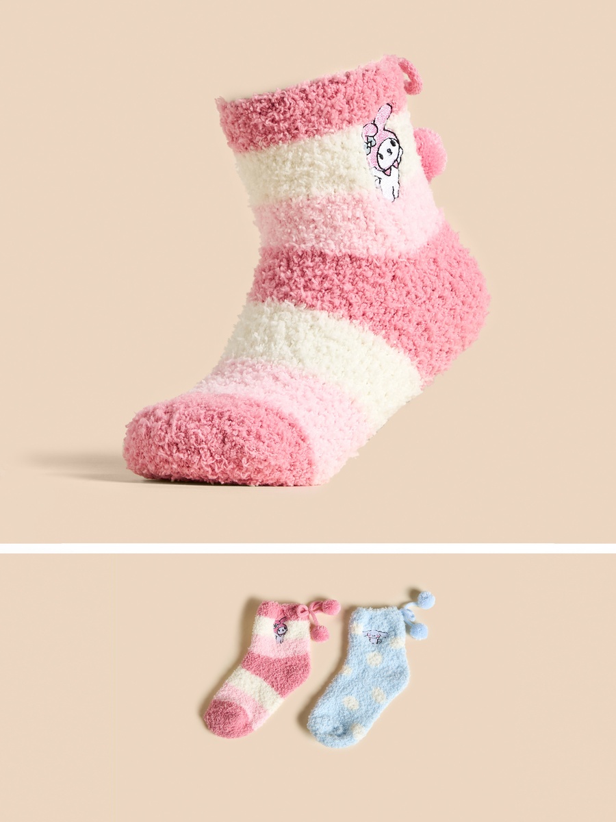 Pack of 2 - My Melody and Cinnamoroll Print Cosy Socks