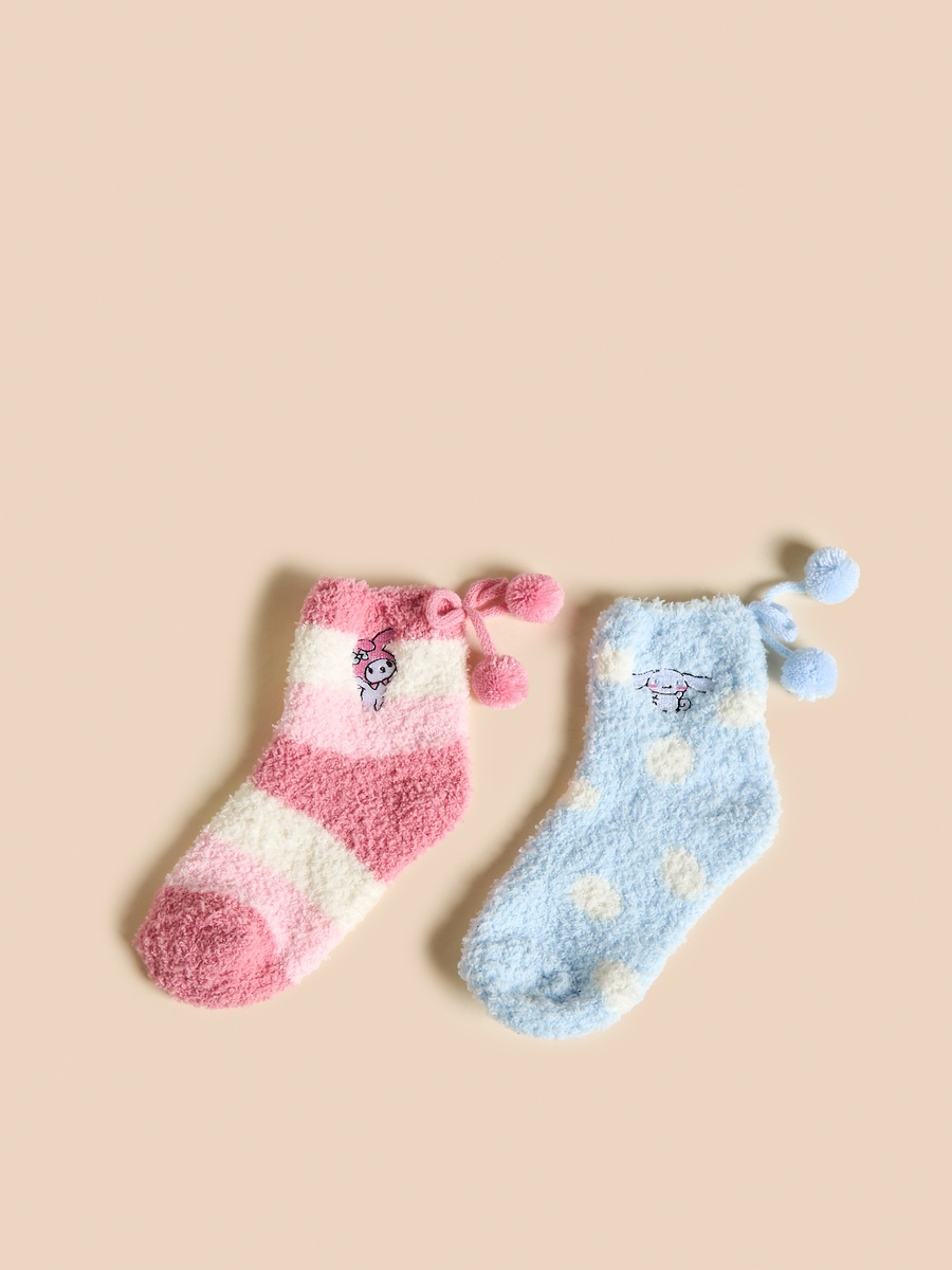 Pack of 2 - My Melody and Cinnamoroll Print Cosy Socks