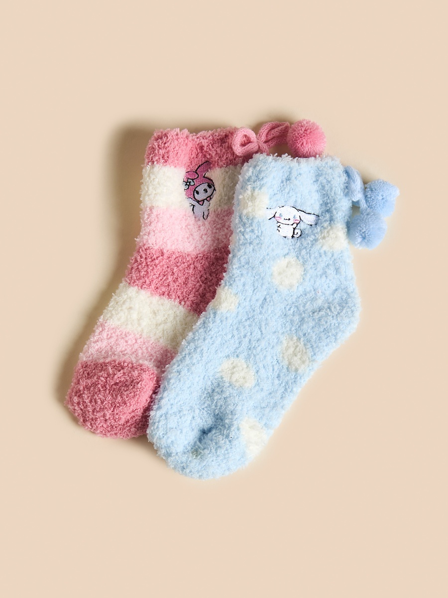 Pack of 2 - My Melody and Cinnamoroll Print Cosy Socks