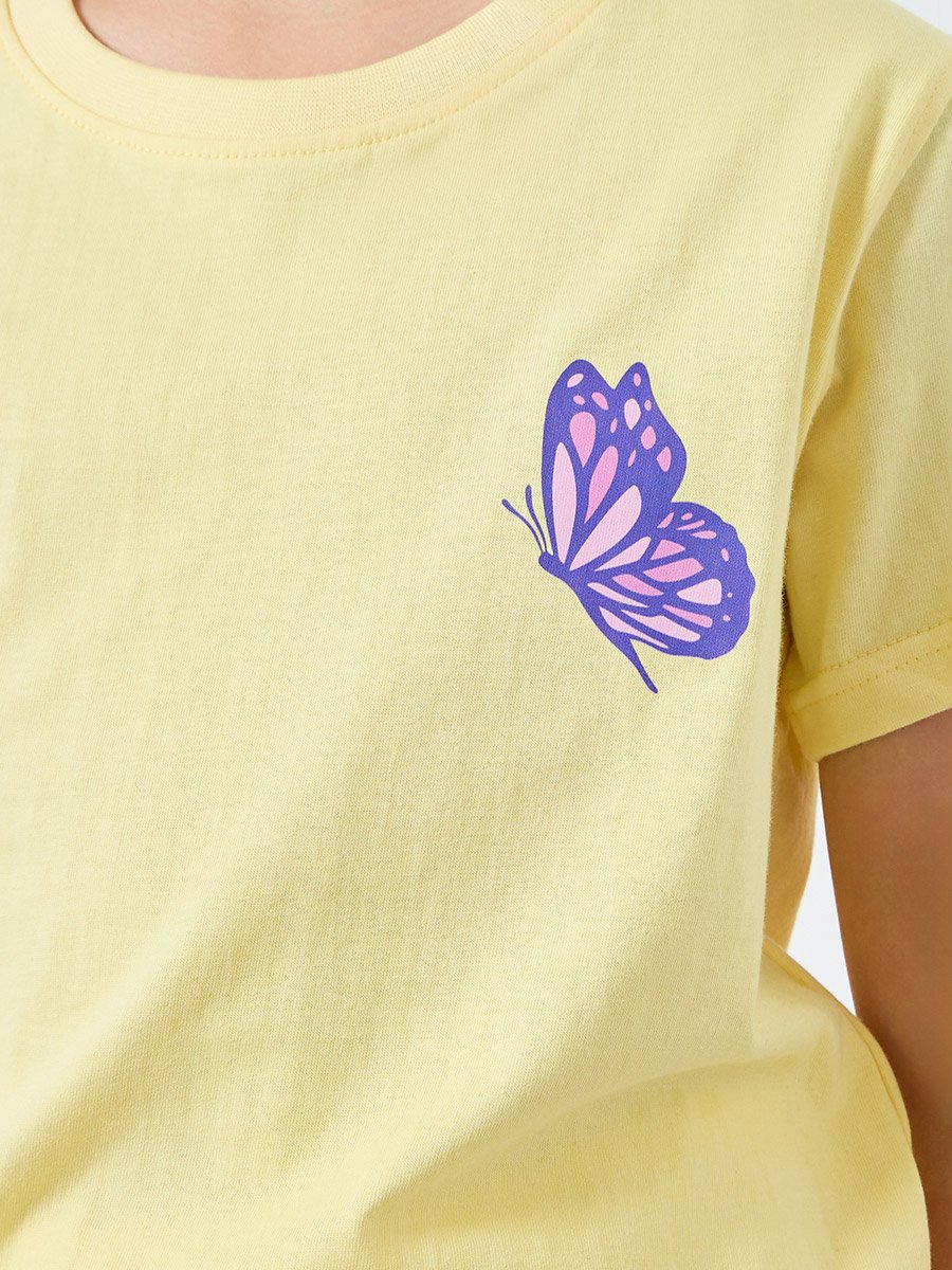 Girls Yellow Graphic Print T-Shirt