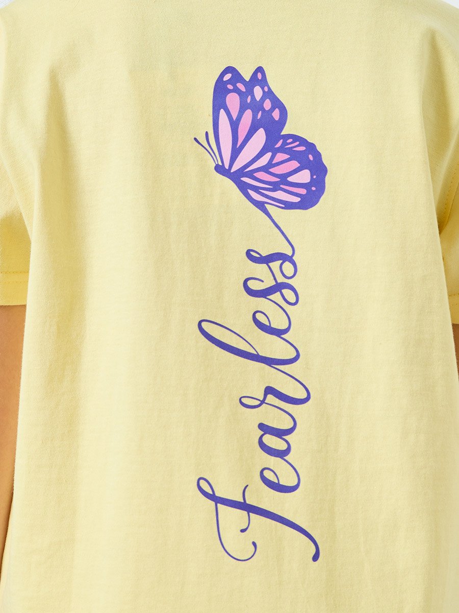 Girls Yellow Graphic Print T-Shirt