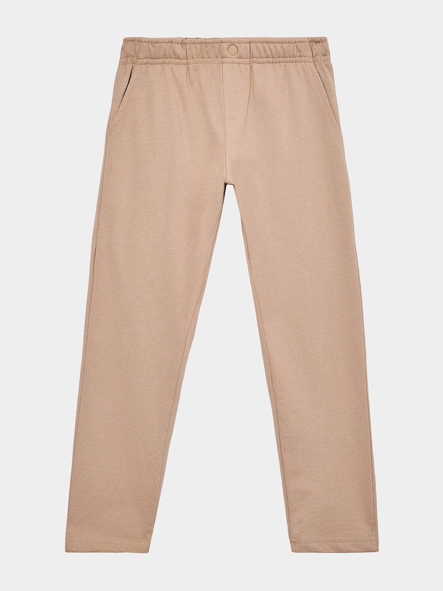 Boys Beige Cotton Joggers