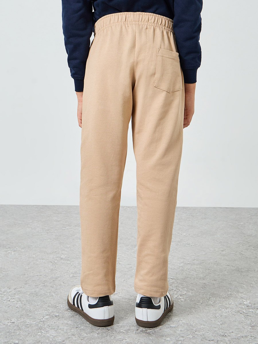 Boys Beige Cotton Joggers