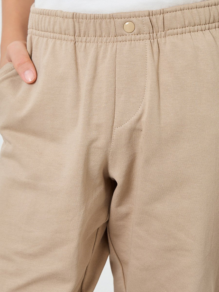 Boys Beige Cotton Joggers