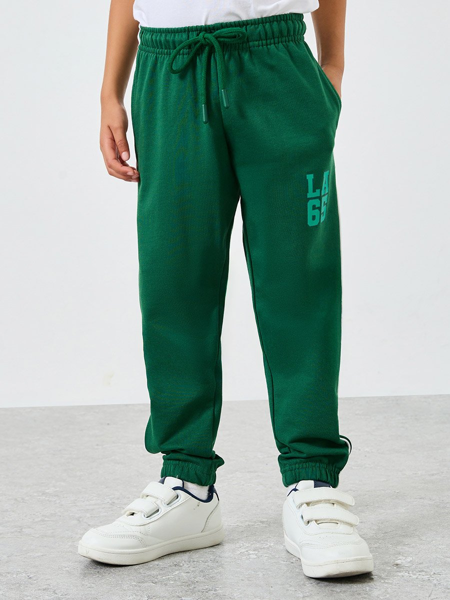 Kids Green Cotton Joggers