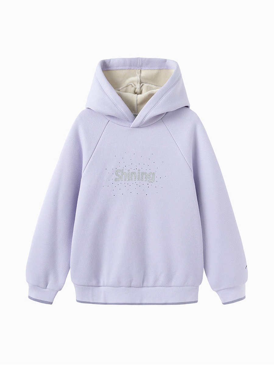 Hoodie with Print and Rhinestones