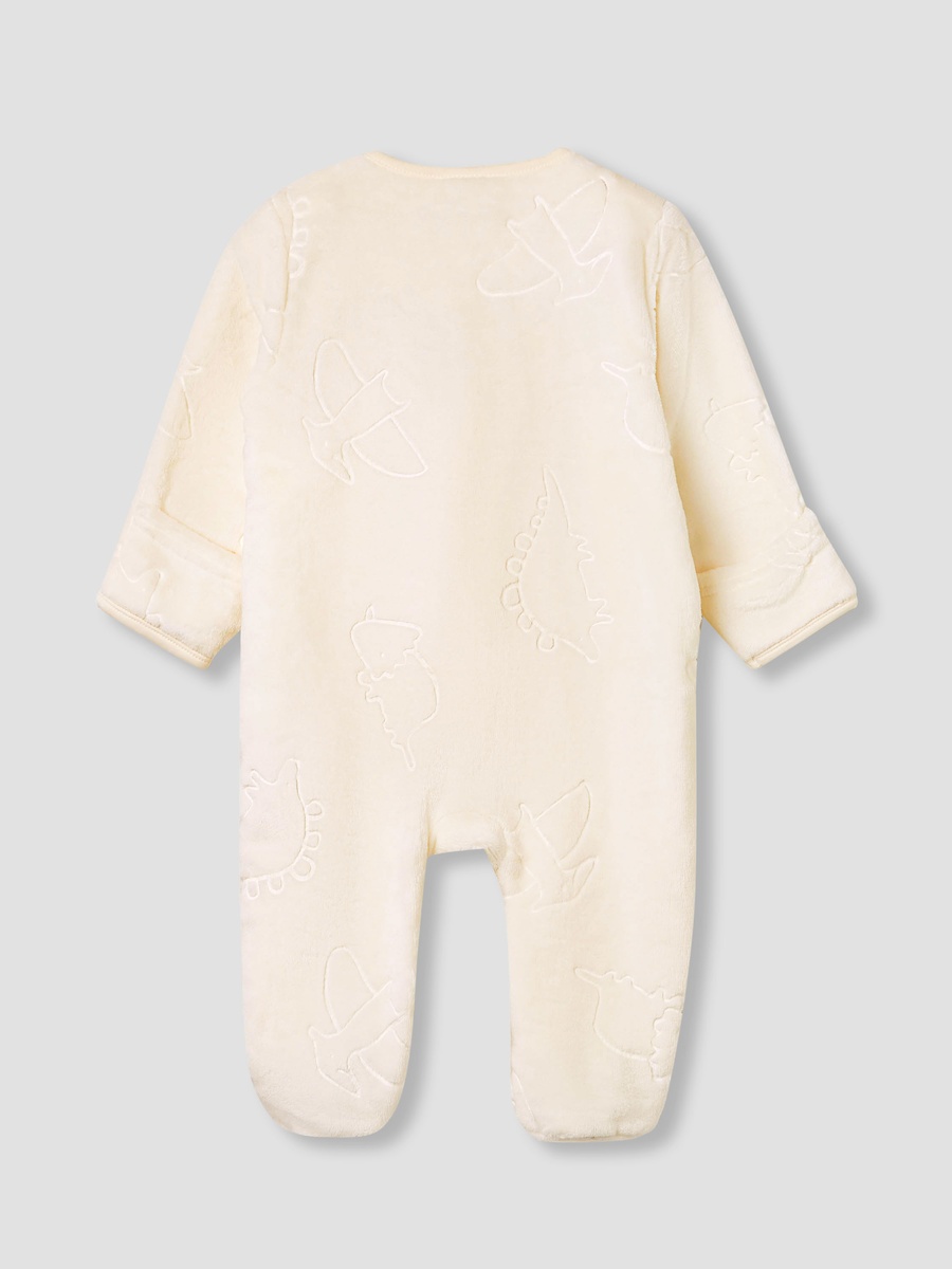 Dinosaur Embossed Coverall with Long Sleeves