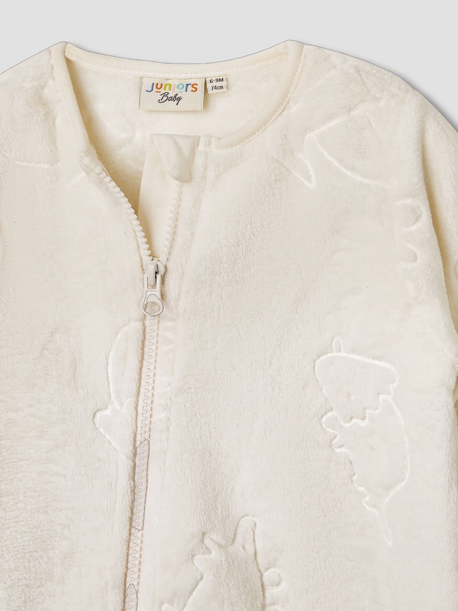 Dinosaur Embossed Coverall with Long Sleeves