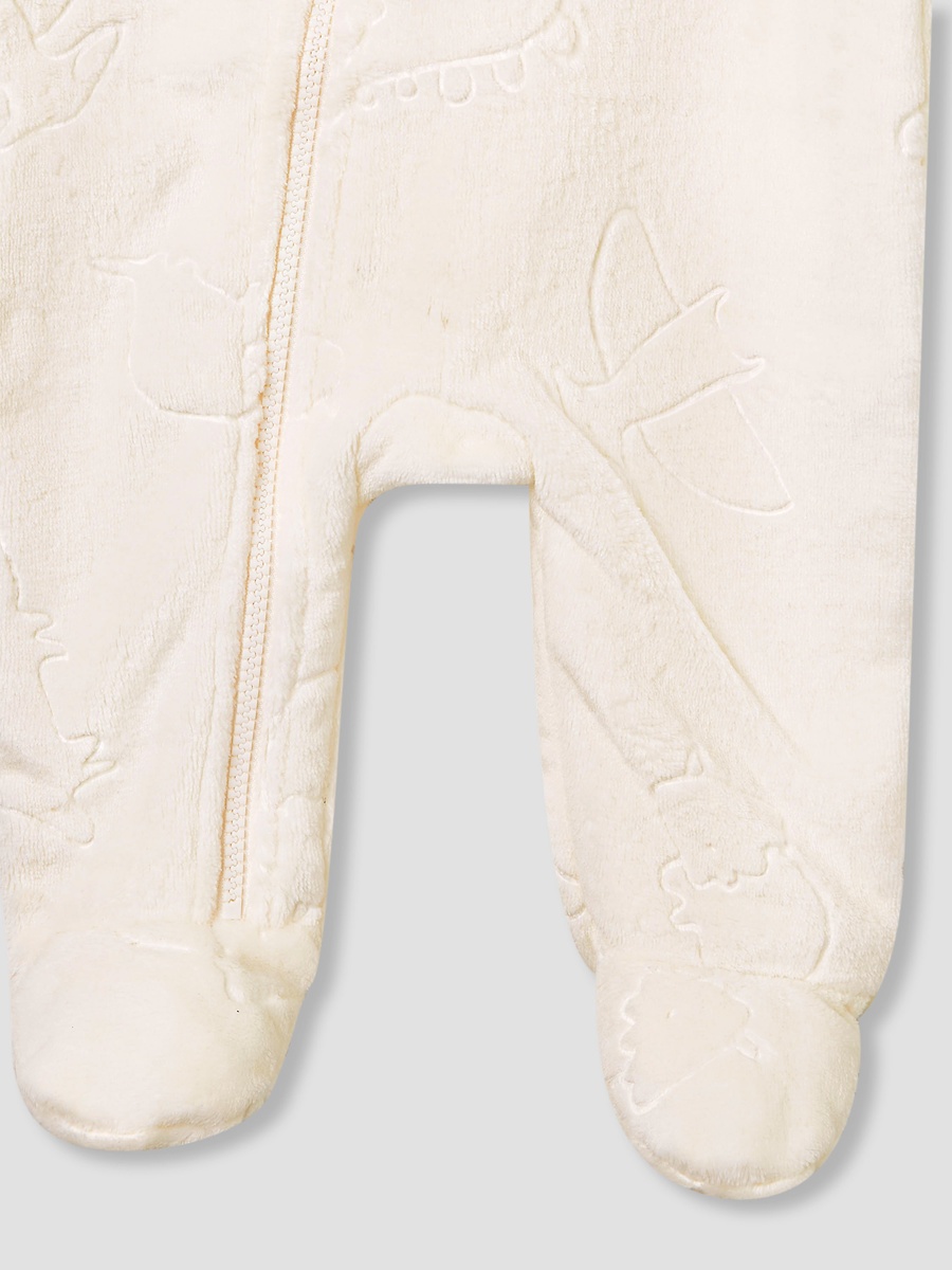 Dinosaur Embossed Coverall with Long Sleeves